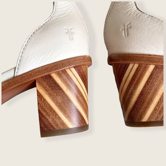 Frye Classic Cream Brielle Zip Block Ankle Heels - Picture 14 of 16